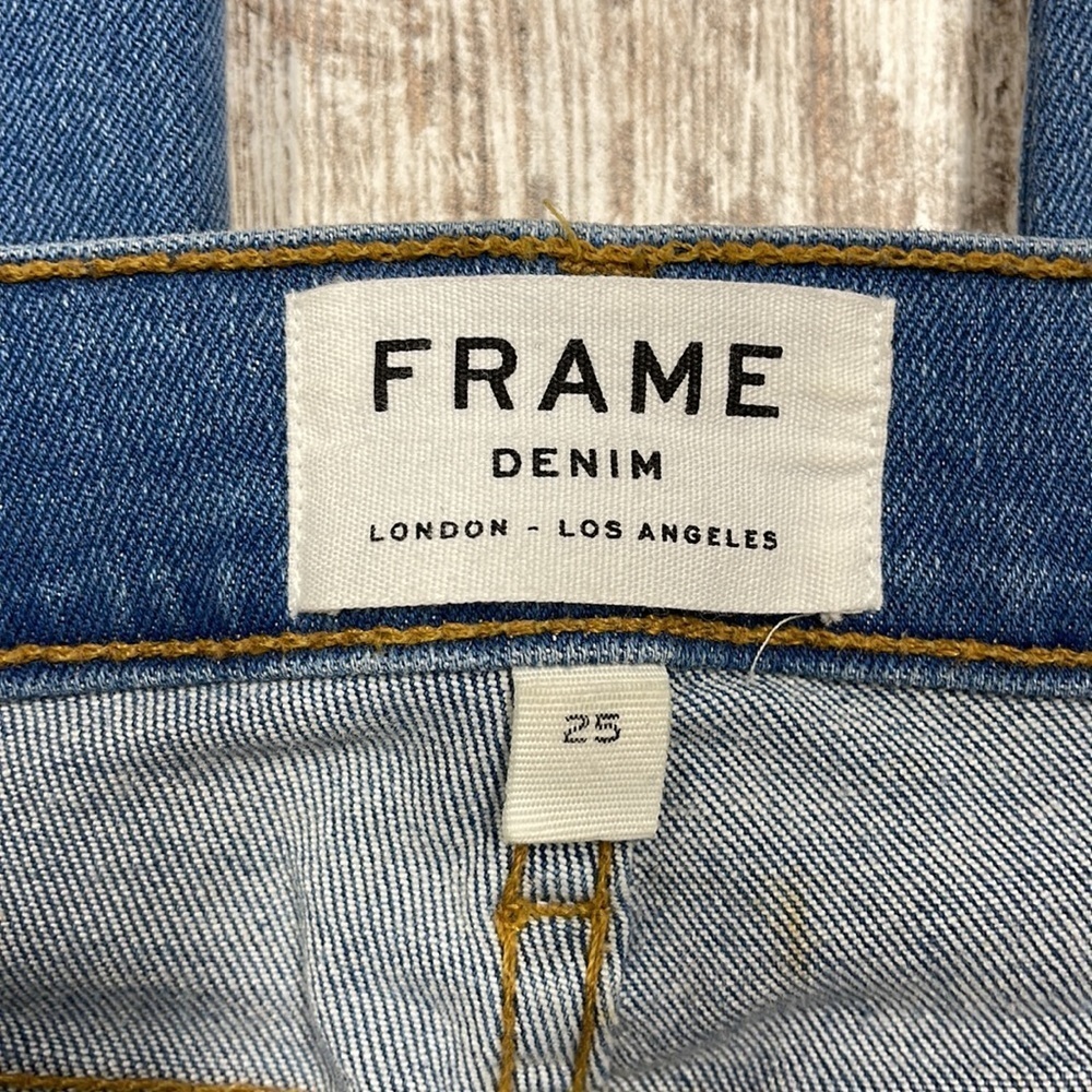 Frame Denim Distressed Le Skinny De Jeanne Crop Jeans In Stanwell Wash Size 25 - Picture 3 of 11